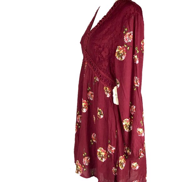 altar'd state Burgundy Floral Long Sleeve Dress - Picture 3 of 8